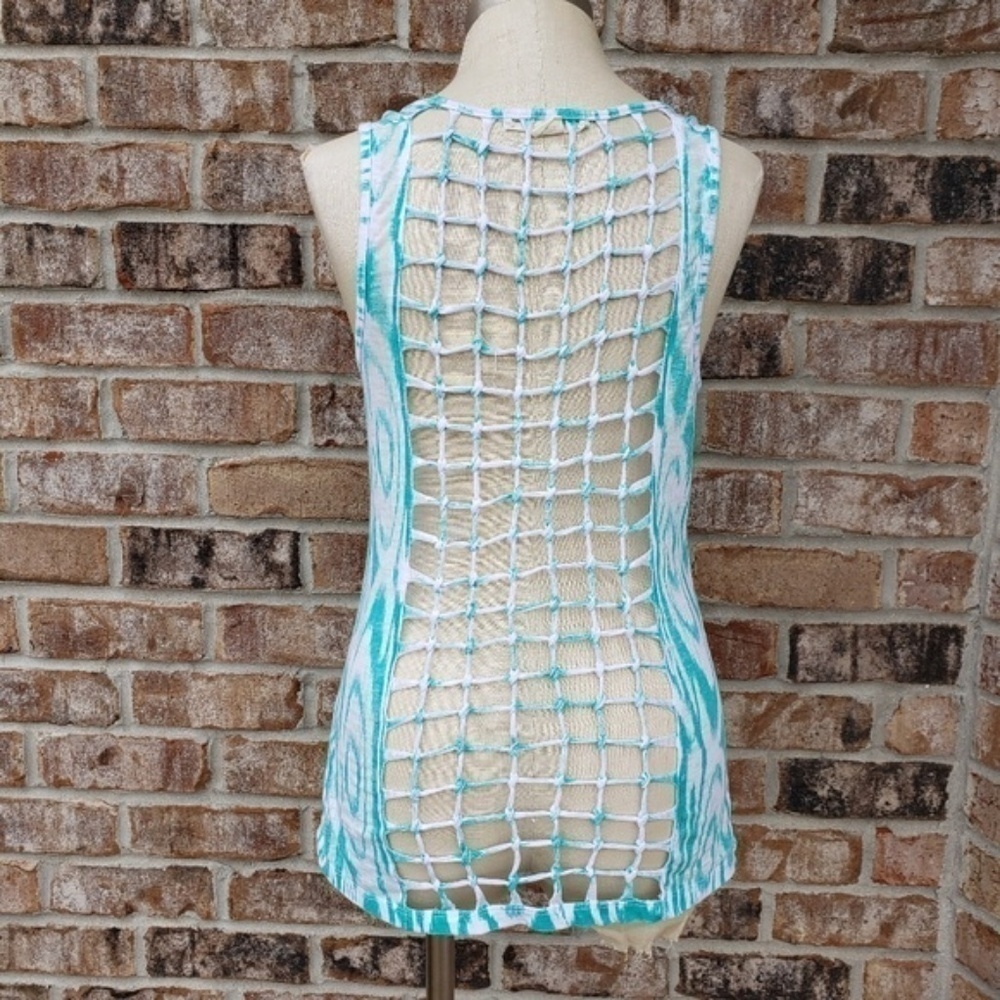 Anthro Staring At Stars Fishnet Back Tank Top M
